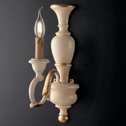 [BL172-AP1-AV] Applique in legno Avorio e Foglia Oro una luce 21x h40 cm