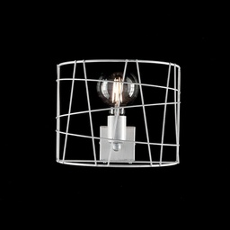 [BL168-AP1-BA] Applique industrial moderna in ferro Bianco e Argento una luce 28x15x h22 cm