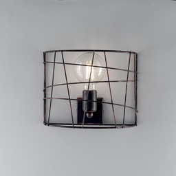 [BL168-AP1-NR] Applique industrial moderna in ferro Nero e Rame una luce 28x15x h22 cm