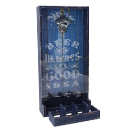 [V5961760000] Apribottiglie legno blu rettangolare cm19x38,5x7,5