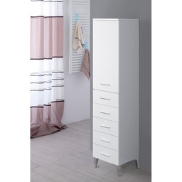 [BR799010] Armadietto Portasciugamani anta e cinque cassetti Bianco 35x34x h 148,5 cm