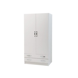 [058052] Armadio 2 ante con cassettiera Bianco Frassinato Cm 91x52xH 210 Iperbriko