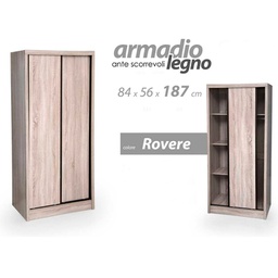 [GIC796616] Armadio con ante scorrevoli rovere con doppio vano cm 84 x 56 x 187 h