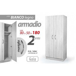 [GIC769061] Armadio due ante bianco con ripiano cm 80 x 50 x 180 h