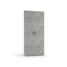 [1992287] Armadio multiuso Bianco due ante Cemento 90x45x h195 cm