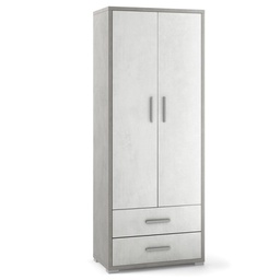 [ADB359CEOSK] Armadio multiuso due ante due cassetti Cemento Bianco 71x41x h182 cm
