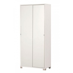 [O798BFBFK] Armadio multiuso due ante scorrevoli con ripiani Bianco 82x41x h190 cm