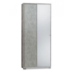 [O798CESPK] Armadio multiuso due ante scorrevoli con specchio Beton Cemento 82x41x h190 cm