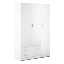 [O4570DBIK] Armadio tre ante due cassetti Bianco 115x52x h180 cm