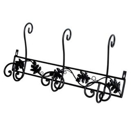 [V6527960000] Attaccapanni a muro metallo 3 posti nero toni cm 63x10x31