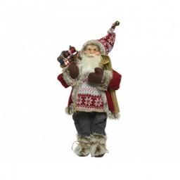 [19625896] Babbo Natale in tessuto con sci 30 cm decoro natalizio