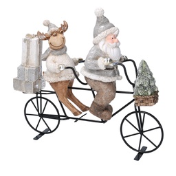 [V6151630000] Babbo natale ceramica con renna grigio cm29,5x9,5h28