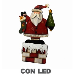 [V6060030000] Babbo natale legno con 7 led cm28x3h43