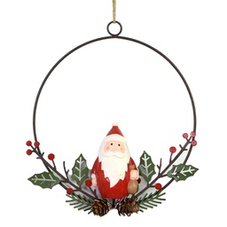[V6197850000] Babbo natale metallo ghirlanda rosso cm16x7x16