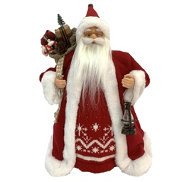 [V6191040000] Babbo natale puntale tessuto con regalirosso cmh30
