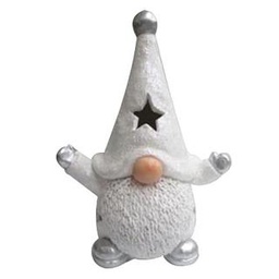 [V6141070000] Babbo natale resina bianco con luce cm26,5x19,5h38