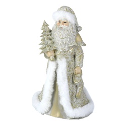 [V6321490000] Babbo natale resina bianco oro cm16,5x14h23