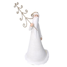 [V6149890000] Babbo natale resina con albero bianco cm13x12h27