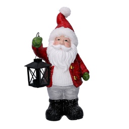 [V6160050000] Babbo natale resina con lanterna rosso cm22x15h42