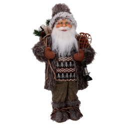 [V6191870000] Babbo natale tessuto con regali e lanterna marrone cm30x17,5h60