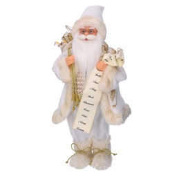 [V6192030000] Babbo natale tessuto con regali e listabianco oro cm24x12h45