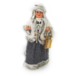 [V6192610000] Babbo natale tessuto signora con slittagrigio cmh45
