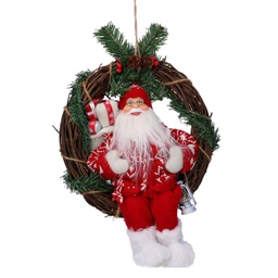 [V6163400000] Babbo natale tessuto su ghirlanda rossocmø35