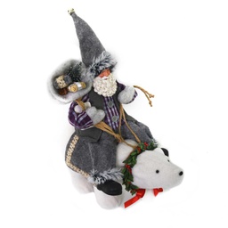 [V6192540000] Babbo natale tessuto su orso viola cm30x10h36
