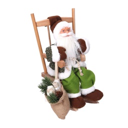 [V6191420000] Babbo natale tessuto su sedia verde cm30