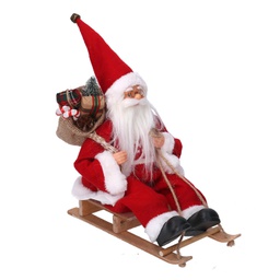 [V6191060000] Babbo natale tessuto su slitta rosso cm33x12h25