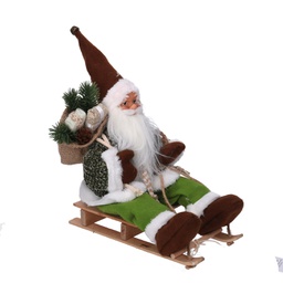 [V6191400000] Babbo natale tessuto su slitta verde cm33x12h30