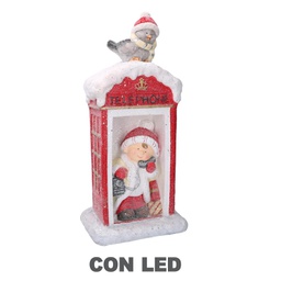 [V6152200000] Bambina plastica cabina telefonica led rosso cm27x25h60