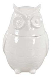 [V9156690000] Barattolo gufo ceramica panna rf-0151 cm. 16 x 16 h 23