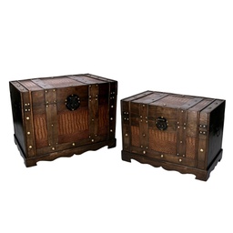 [V5035600000] Baule legno 1-2 marrone rettangolare cm 49x31h35