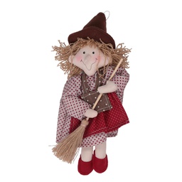 [V6149820000] Befana tessuto rosso cm13h28