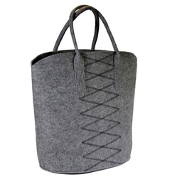 [V2501490000] Borsa feltro grigio chiaro decoro nero rombi cm55x27h47
