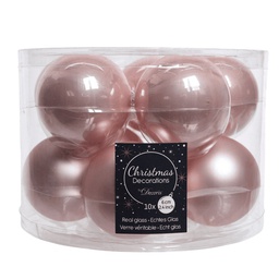 [1928941] Box 10 palline di Natale in vetro colore rosa antico 6 centimetri diametro