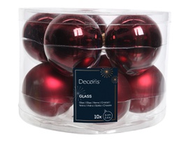 [KAE140.339] Box da 10 palline di Natale colore vinaccio ø6 cm