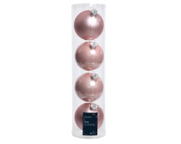 [19625728] Box da 4 Palline di Natale colore rosa ø 10 cm