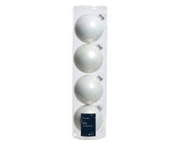 [19625725] Box da 4 palline di Natale colore bianco ø10 cm