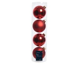 [19625723] Box da 4 palline di Natale colore rosso ø10 cm