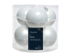 [KAE140.177] Box da 6 palline di Natale colore bianco ø 8 cm