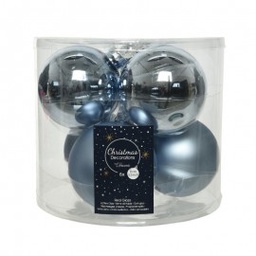 [19625719] Box sei palline sfere natalizie Azzurro assortite Opaco Lucido 8 cm