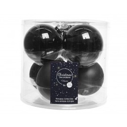 [19625713] Box sei palline sfere natalizie Nero assortite Opaco Lucido 8 cm