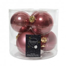 [19625714] Box sei palline sfere natalizie Rosa assortite Satinato Lucido 8 cm