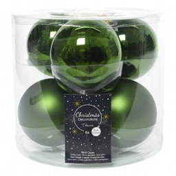 [19625712] Box sei palline sfere natalizie Verde Scuro assortite Opaco Lucido 8 cm