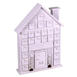 [V6086120000] Calendario dell'avvento legno casetta bianco cm26x6h37,5