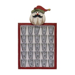 [V6077970000] Calendario dell'avvento legno e metallobabbo natalecm50,5x83x3
