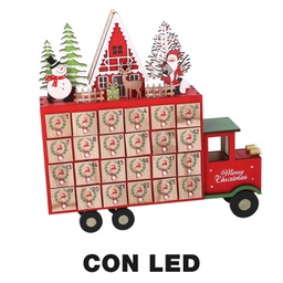 [V6309170000] Calendario legno led furgone rosso cm32x7h32