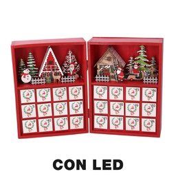 [V6309190000] Calendario legno led rosso cm36x6h24